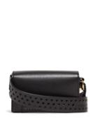 Matchesfashion.com Stella Mccartney - Perforated Logo Mini Leather Cross Body Bag - Womens - Black