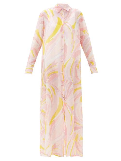 Matchesfashion.com Emilio Pucci - Pucci Printed Cotton-blend Organdy Shirt Dress - Womens - Pink Multi