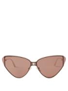 Balenciaga - Shield Cat-eye Metal Sunglasses - Womens - Brown Gold