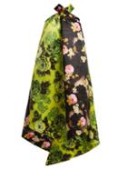 Matchesfashion.com Richard Quinn - Panelled Floral Print Satin Dress - Womens - Green Multi