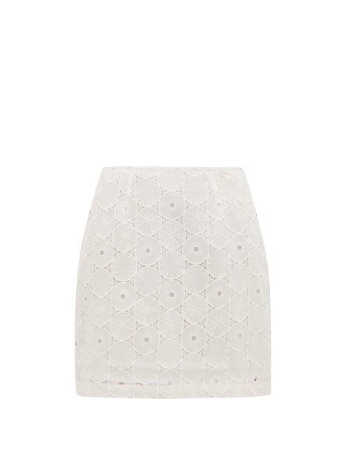 Matchesfashion.com Staud - Broderie Angalise Mini Skirt - Womens - White