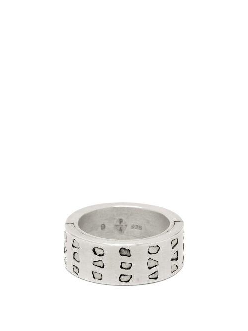 Matchesfashion.com Parts Of Four - Sistema Linear Sterling Silver Rough Pav Ring - Mens - Black Silver