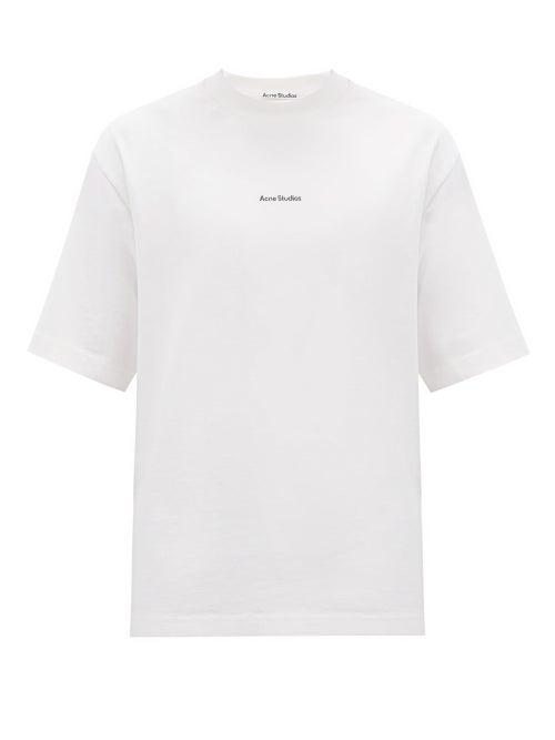 Matchesfashion.com Acne Studios - Extorr Embroidered-logo High-neck Cotton T-shirt - Mens - White