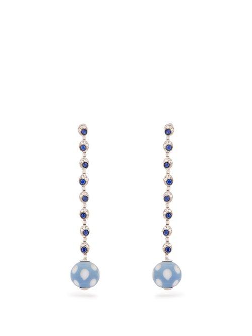 Matchesfashion.com Francesca Villa - Pois Pois Diamond & Sapphire White Gold Earrings - Womens - Blue