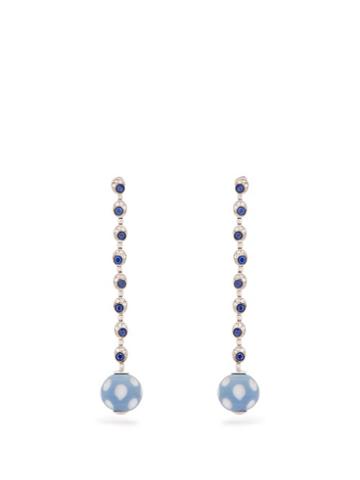 Matchesfashion.com Francesca Villa - Pois Pois Diamond & Sapphire White Gold Earrings - Womens - Blue