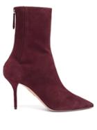 Matchesfashion.com Aquazzura - Saint Honor 85 Point-toe Suede Boots - Womens - Burgundy
