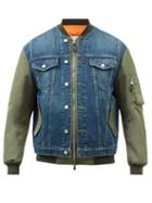 Alexander Mcqueen - Denim And Technical-shell Bomber Jacket - Mens - Khaki Multi