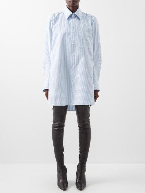 Bottega Veneta - Oversized Striped Oxford Shirt - Womens - Blue Stripe
