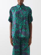 Zimmermann - Tiggy Paisley-print Silk Shirt - Womens - Navy Green