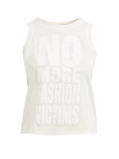 Matchesfashion.com Katharine Hamnett London - Jodie Slogan Print Cotton Tank Top - Womens - White