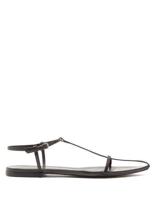 Matchesfashion.com Jil Sander - T Bar Point Toe Leather Sandals - Womens - Black