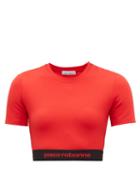 Matchesfashion.com Paco Rabanne - Logo Hem Jersey Cropped Top - Womens - Red