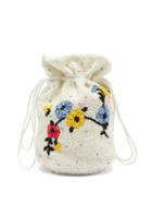 Matchesfashion.com Ganni - Hand-beaded Floral Drawstring Pouch - Womens - White Multi