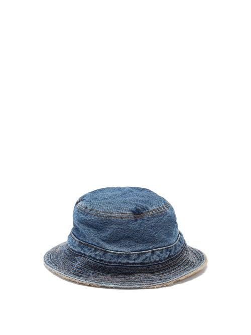 Matchesfashion.com Ganni - Logo-print Organic Cotton-denim Bucket Hat - Womens - Denim
