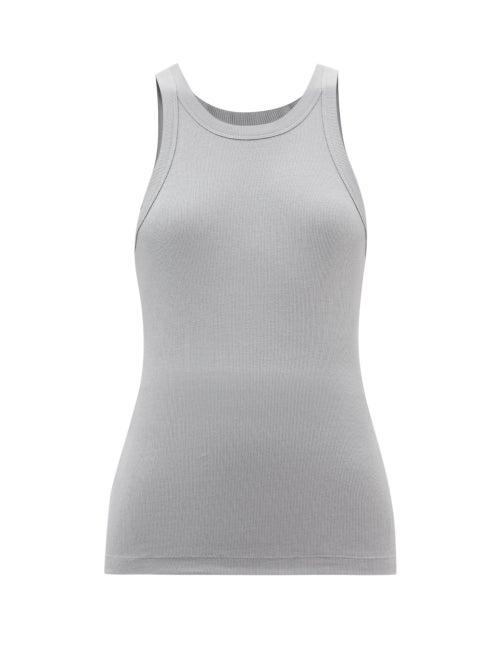 Totme - Ribbed Organic Cotton-blend Jersey Tank Top - Womens - Mid Blue