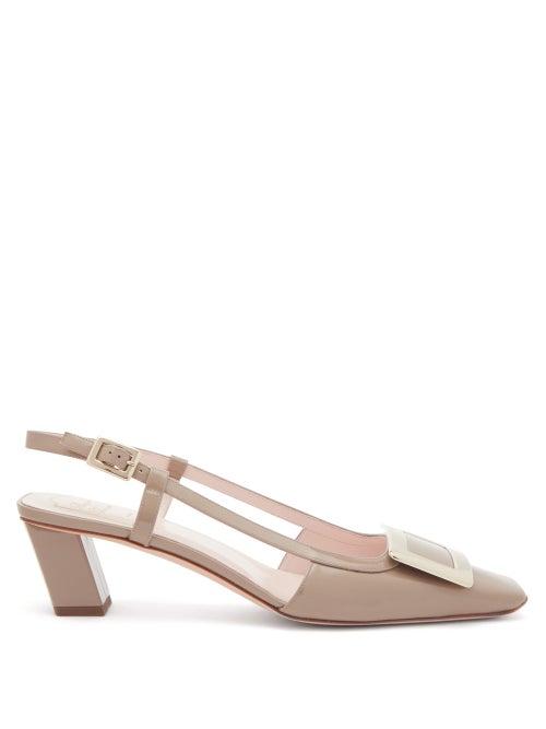 Matchesfashion.com Roger Vivier - Belle Vivier Buckle Patent-leather Slingback Pumps - Womens - Beige
