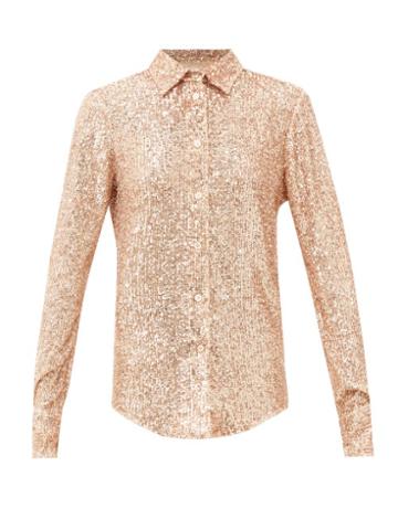 Tom Ford - Sequinned Jersey Shirt - Womens - Light Pink
