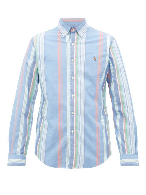 Matchesfashion.com Polo Ralph Lauren - Logo-embroidered Striped Cotton-oxford Shirt - Mens - Blue Multi