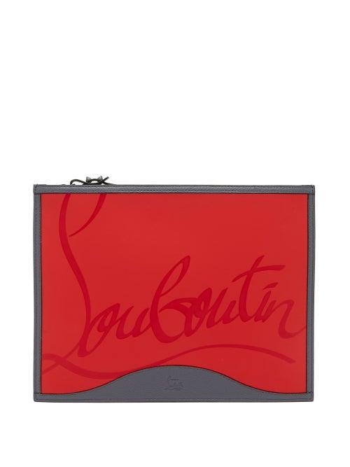 Christian Louboutin - Pifpouch Logo-debossed Leather Zip Pouch - Mens - Grey