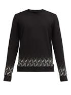Matchesfashion.com Fendi - Dgrad Ff-logo Wool-blend Sweater - Mens - Black