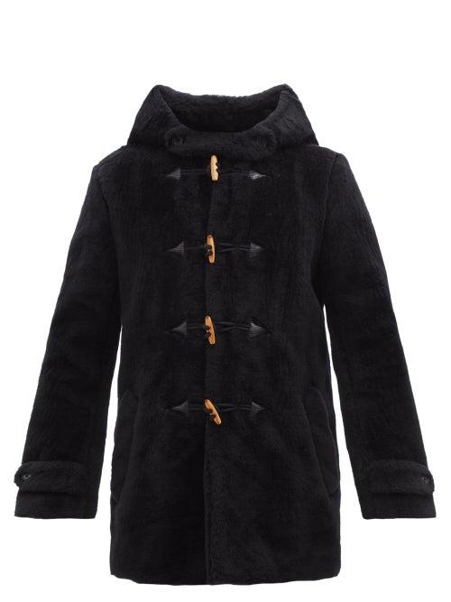 Saint Laurent - Hooded Wool-blend Faux-fur Duffle Coat - Mens - Black