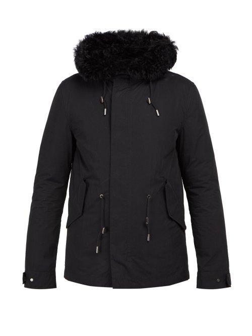 Matchesfashion.com Yves Salomon - Shearling Lined Cotton Blend Parka - Mens - Black