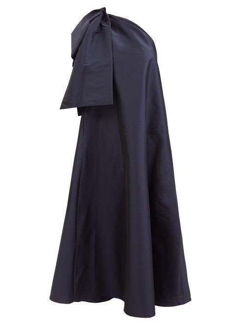 Bernadette - Winnie Bow-trimmed Taffeta A-line Dress - Womens - Navy