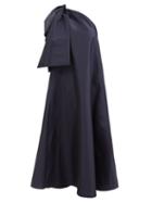 Bernadette - Winnie Bow-trimmed Taffeta A-line Dress - Womens - Navy