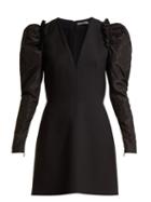 Matchesfashion.com Alexander Mcqueen - V Neck Wool Blend Dress - Womens - Black