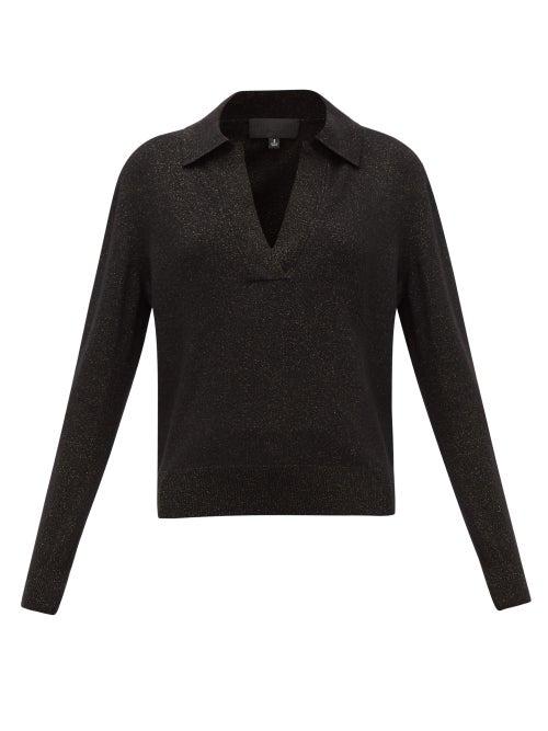 Matchesfashion.com Nili Lotan - Stanton V-neck Metallic Wool-blend Sweater - Womens - Black