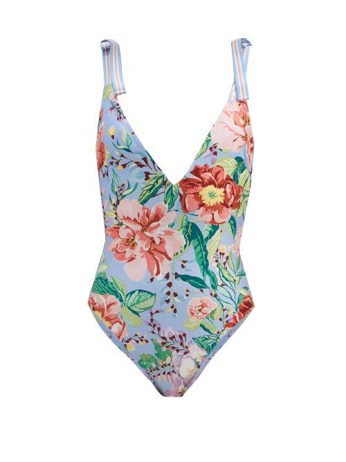 Matchesfashion.com Zimmermann - Bellitude Floral-print Swimsuit - Womens - Blue Print
