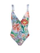 Matchesfashion.com Zimmermann - Bellitude Floral-print Swimsuit - Womens - Blue Print