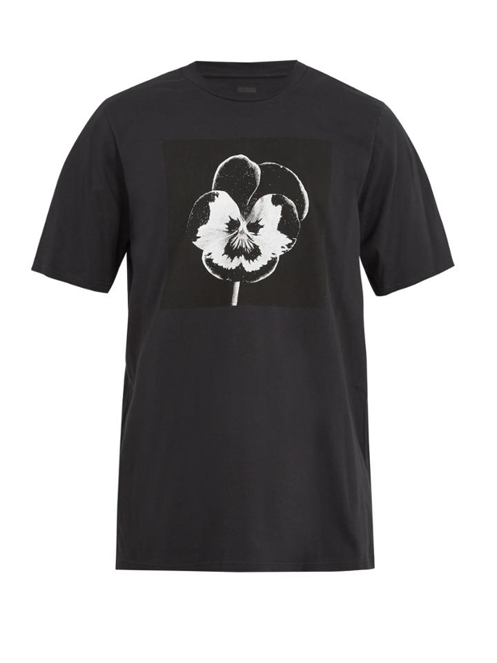 Oamc Night Flower-print Cotton-jersey T-shirt