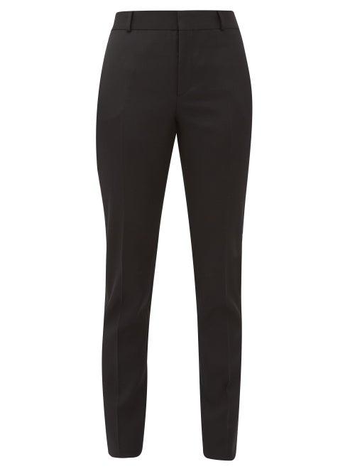 Matchesfashion.com Saint Laurent - Slim-cut Wool-crepe Tuxedo Trousers - Womens - Black