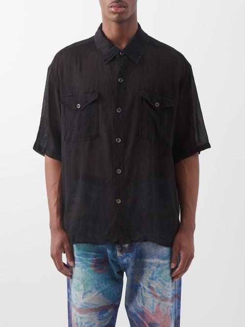 Our Legacy - Military Base Cotton-blend Short-sleeved Shirt - Mens - Black