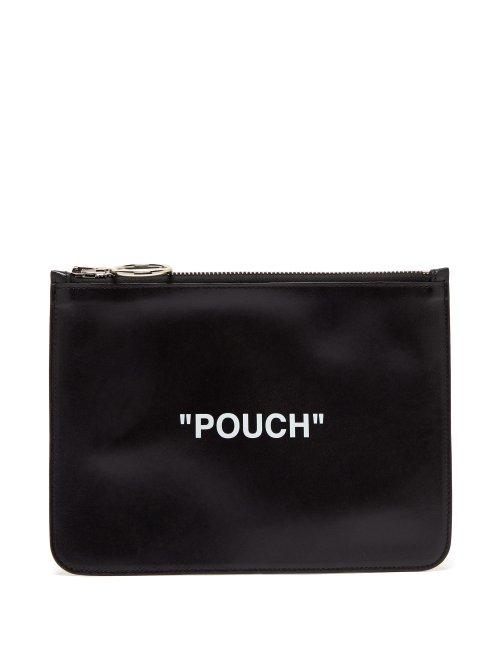 Matchesfashion.com Off-white - Printed Leather Pouch - Mens - Black