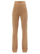 Ladies Rtw Frame - High-rise Ribbed Cotton-blend Flared-leg Trousers - Womens - Beige