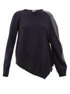 Matchesfashion.com Loewe - Asymmetric Wool Blend Sweater - Womens - Navy Multi