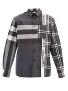 Matchesfashion.com Burberry - Logo-check Cotton-blend Shirt - Mens - Blue Multi