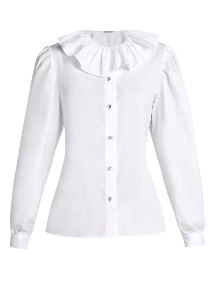Miu Miu Ruffled-collar Cotton-poplin Blouse