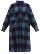 Isabel Marant Toile - Fontizi Checked Felted Coat - Womens - Navy Multi