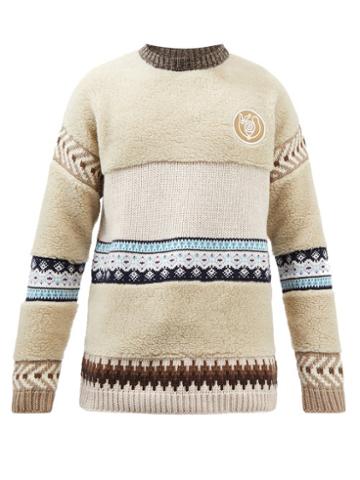 Eye/loewe/nature - Patchwork Wool-blend Sweater - Mens - Beige