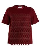 Matchesfashion.com Muveil - Star Embroidered Cotton Blend T Shirt - Womens - Burgundy