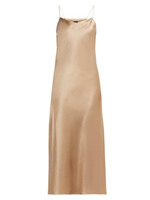 Matchesfashion.com Joseph - Stone Silk Satin Slip Dress - Womens - Beige