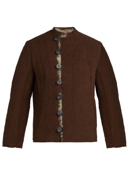 Matchesfashion.com By Walid - Baldwin Shearling Lined Linen Jacket - Mens - Brown