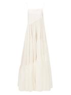 Matchesfashion.com Matteau - The Asymmetric Tiered Cotton-blend Maxi Dress - Womens - Ivory