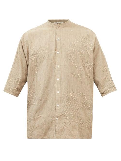 11.11 / Eleven Eleven - Bandhani Tie-dye Cotton-khadi Shirt - Mens - Tan Multi