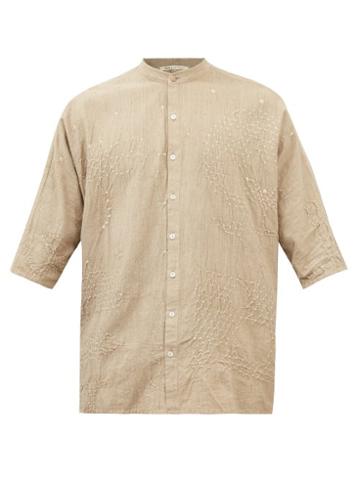 11.11 / Eleven Eleven - Bandhani Tie-dye Cotton-khadi Shirt - Mens - Tan Multi