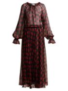 Matchesfashion.com Raquel Diniz - Kate Floral Print Silk Gown - Womens - Black Red