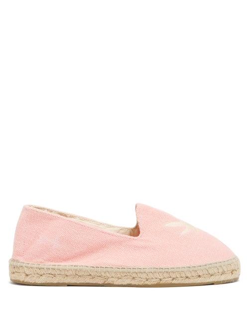 Mens Shoes Maneb - Palm Springs Embroidered Organic-linen Espadrilles - Mens - Light Pink